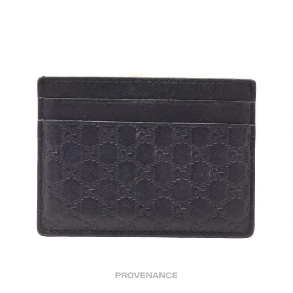🔴 Gucci Card Holder Wallet - Black MicroGuccissima Leather